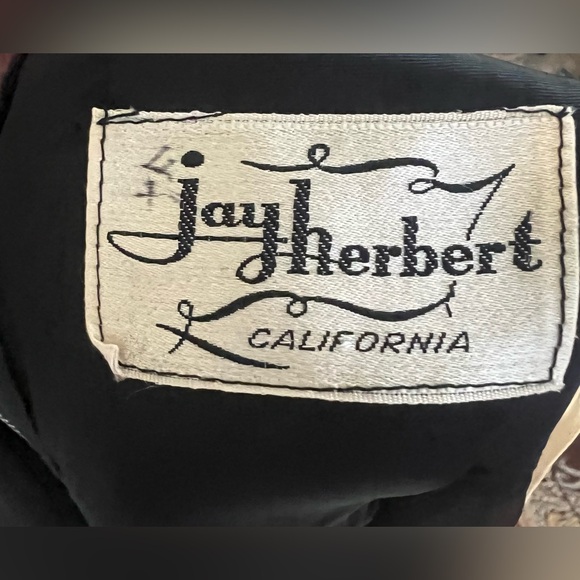 Vintage 60s cocktail dress short black chiffon satin beaded Sz XS Jay Herbert CA - Picture 10 of 11